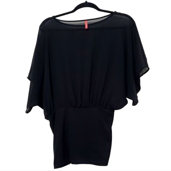Ruby Ribbon Womens Sheer Banded Black Blouse Size XS - Picture 1 of 12